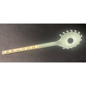 MacKenzie-Childs Parchment Check Pasta Fork Spoon Silicone Utensil - HTF RARE